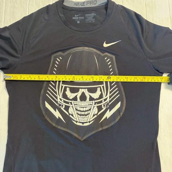 NIKE Pro Dri-Fit LARGE Compression‎ Football Skull Shirt Mens- RARE - Picture 7 of 10